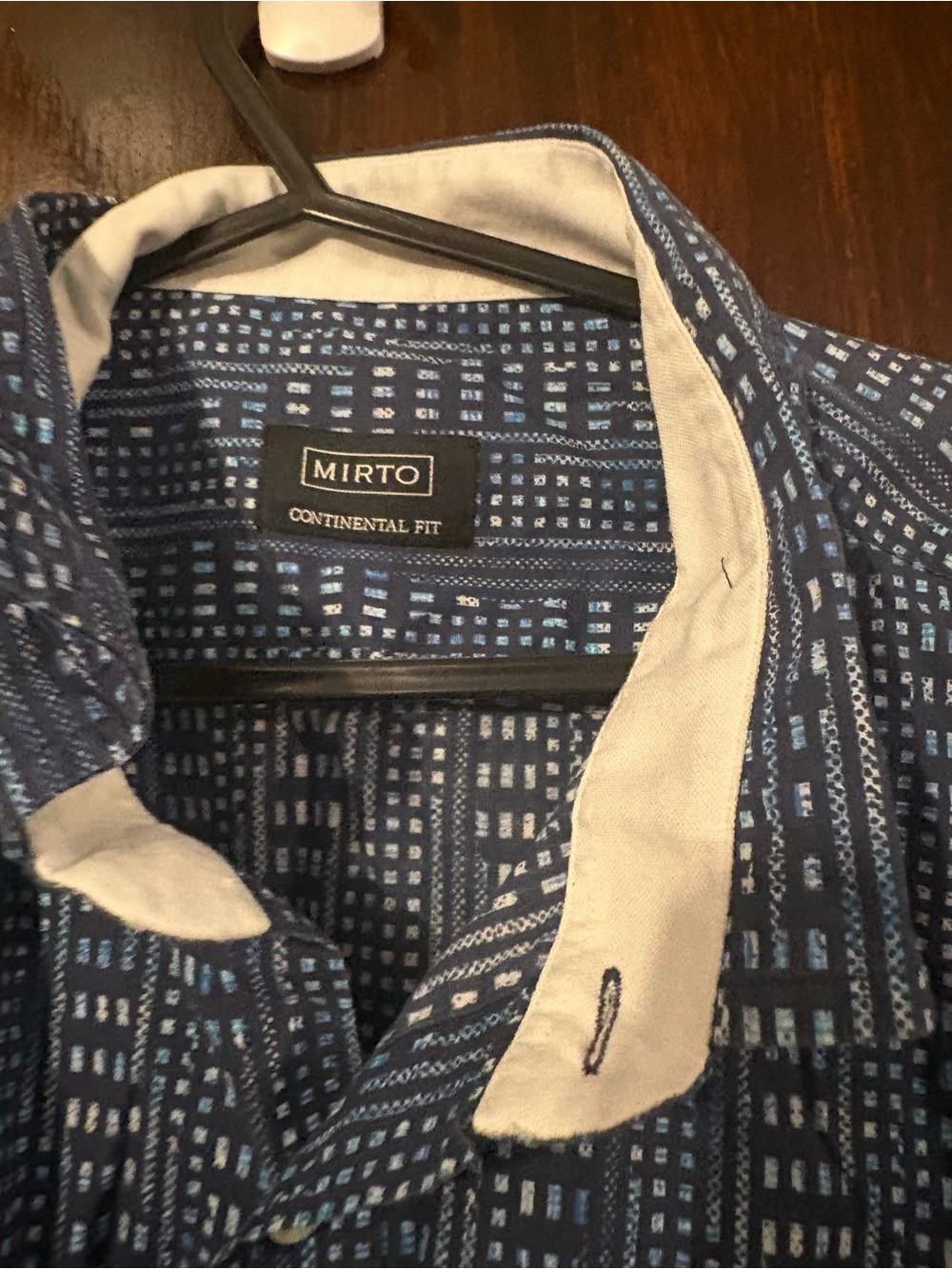 Men’s Mirto Spain Indigo Geo-Print Button-Down Shirt. Size XXL. - Picture 5 of 8